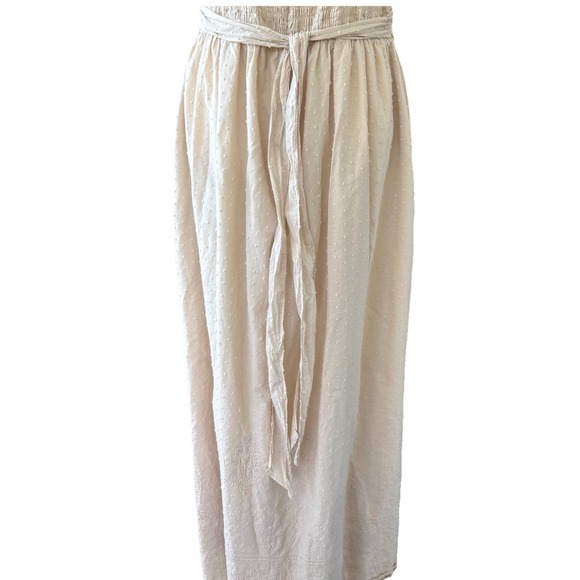 Coquette‎ Midi Sun Dress Women's 14 Embroidered Cotton Beaded Waist Neutral Boho - Picture 9 of 12